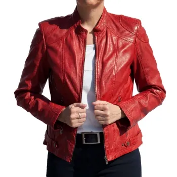 Imani, Damen-Lederjacke, Lammnappa, Farbe: real red